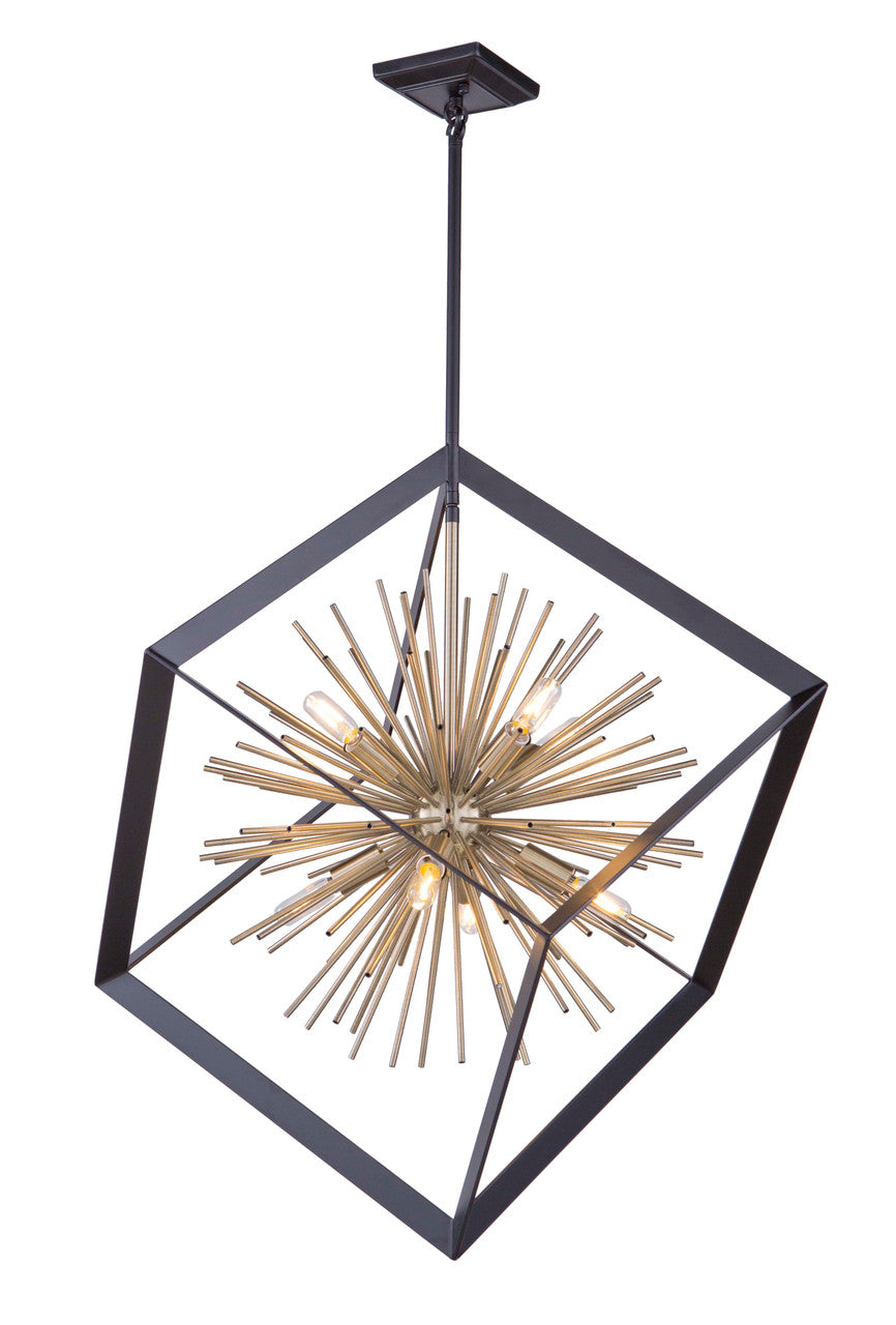 8 Light Sunburst Gold Chandelier