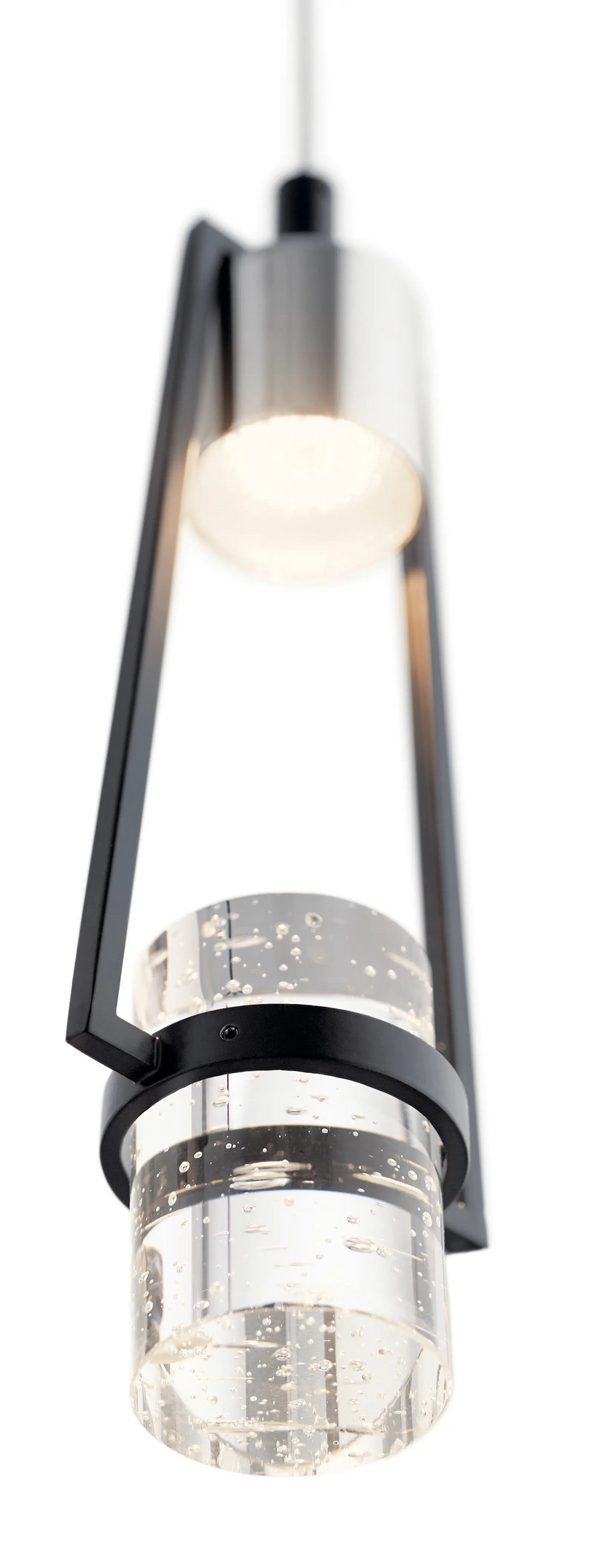 Ayse 1-Light Mini Pendant with Clear Bubble Optical Crystal Glass in Matte Black