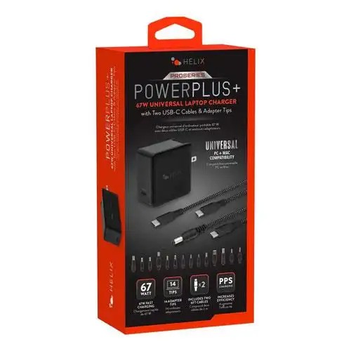 Helix PowerPlus 67-WATT Universal Laptop Charger in Black