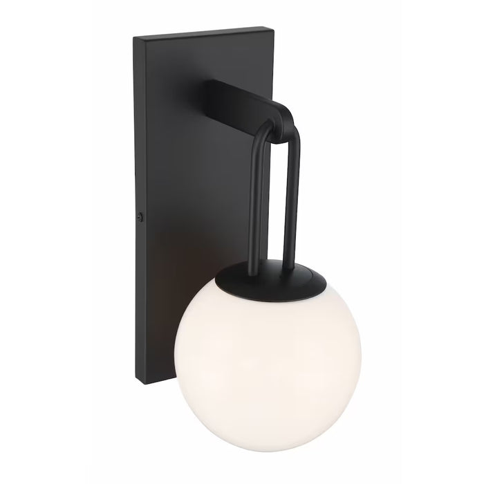 Orly 1-Light Wall Sconce in Black with Globe Frosted Glass Shade