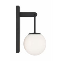 Orly 1-Light Wall Sconce in Black with Globe Frosted Glass Shade