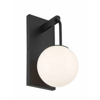 Orly 1-Light Wall Sconce in Black with Globe Frosted Glass Shade