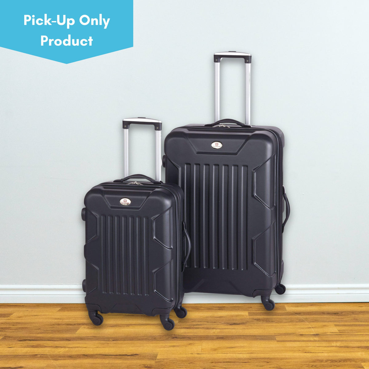 Outbound 2-Piece Hardside Spinner Wheel Travel Luggage Suitcase Set in Black