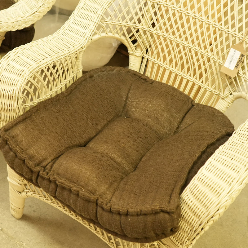 Outdoor Upholstered Chair in White & Brown