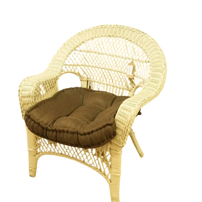 Outdoor Upholstered Chair in White & Brown