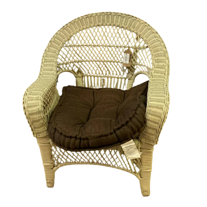Outdoor Upholstered Chair in White & Brown