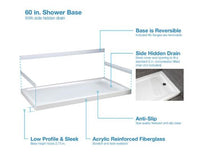 60" x 32" OVE Alcove Shower Base - - White