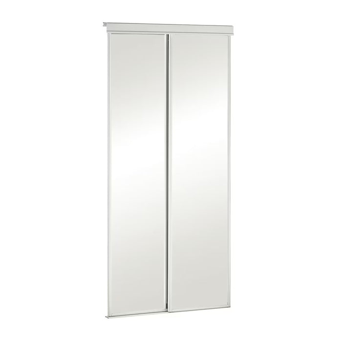 TRUporte 36-inch X 80 1/2-inch White Econo Painted Steel Frame Mirrored Sliding Closet Door