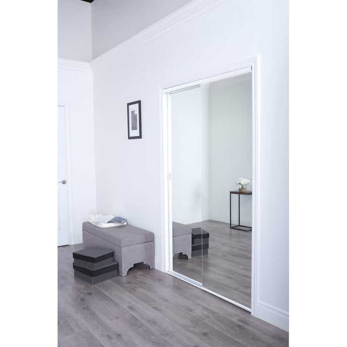 Mirrored Closet Sliding door TRUporte 48-inch x 80.5-inch White Frameless
