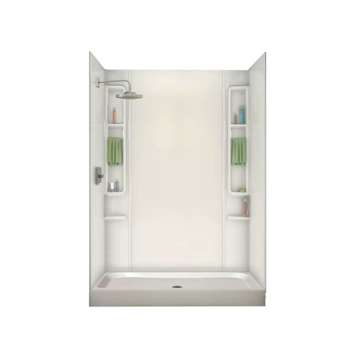 MAAX Alaska 48L x 32W x 7H Rectangular Centre Drain Fibreglass Shower Base Pan in White