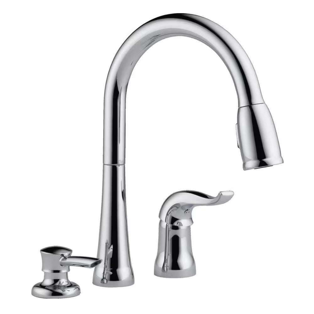 Delta Kate 1-Handle Pull-Down Sprayer Kitchen Faucet with Soap Dispenser in Chrome