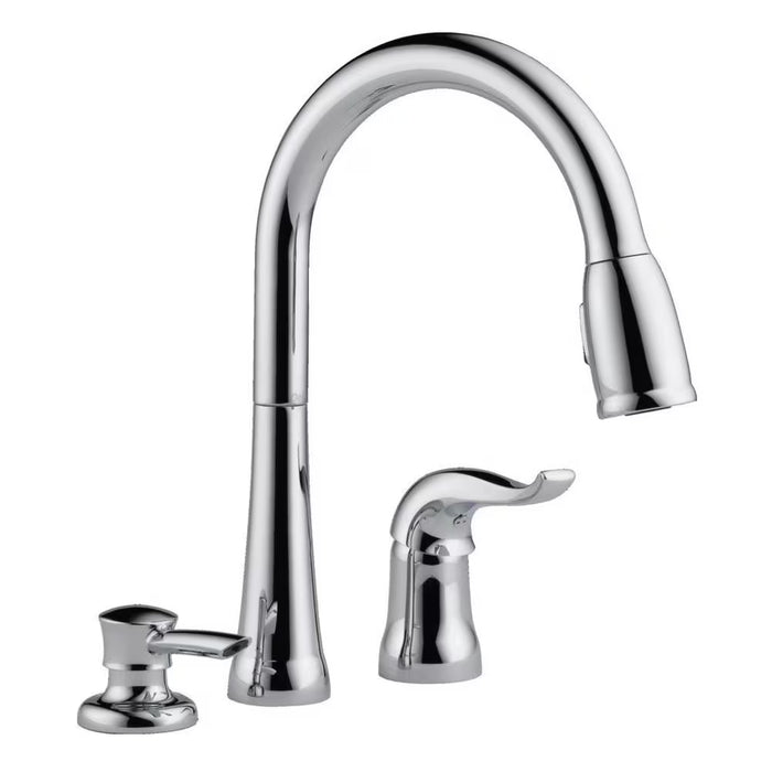 Delta Kate 1-Handle Pull-Down Sprayer Kitchen Faucet with Soap Dispenser in Chrome