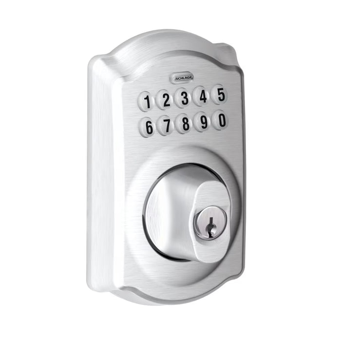 Schlage Camelot Satin Chrome Electronic Entry Door Keypad Deadbolt