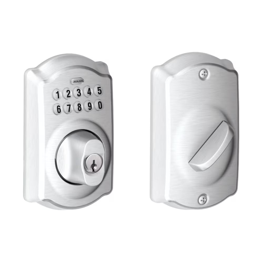 Schlage Camelot Satin Chrome Electronic Entry Door Keypad Deadbolt