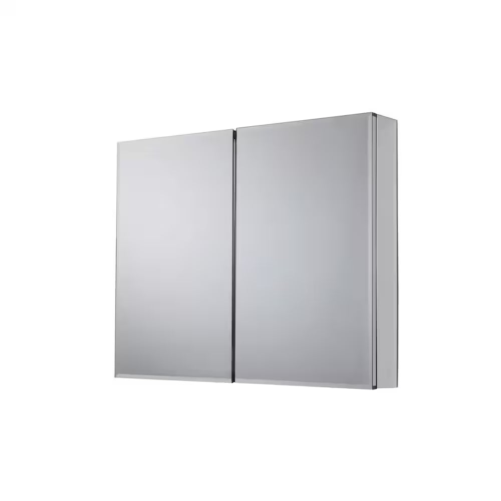 Glacier Bay 36-inch x 30.5-inch Recessed or Surface Mount Medicine Cabinet with Bi-View Beveled Mirror in Silver