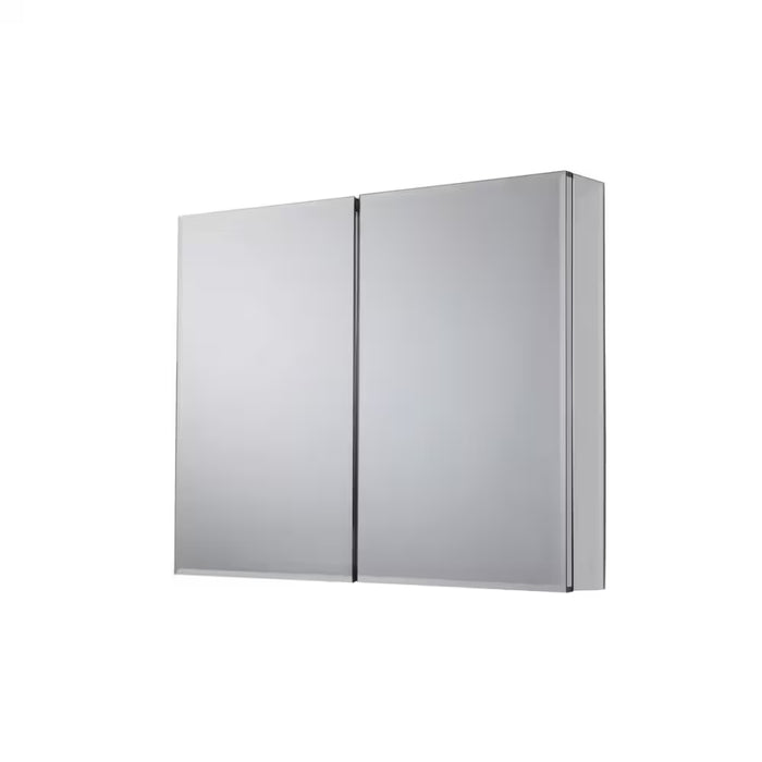 Glacier Bay 36-inch x 30.5-inch Recessed or Surface Mount Medicine Cabinet with Bi-View Beveled Mirror in Silver