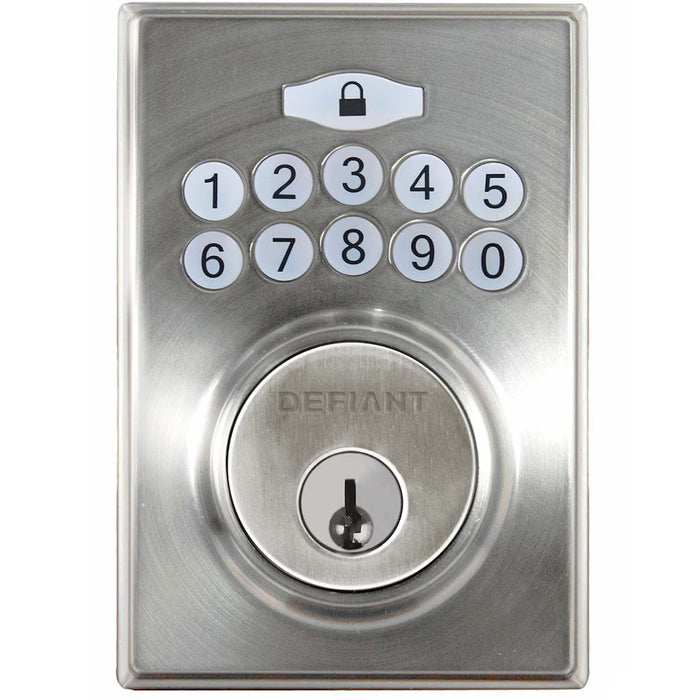 Defiant Square Satin Nickel Electronic Keypad Deadbolt