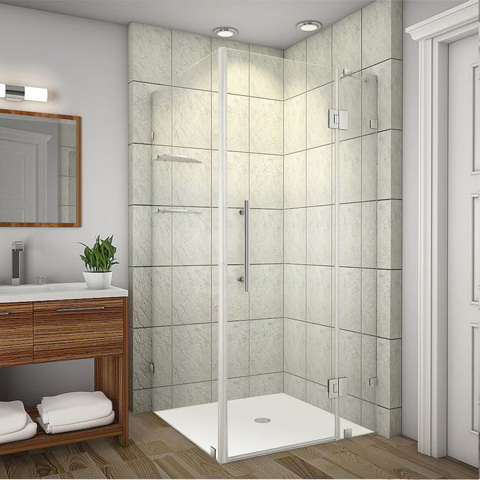Aston Avalux GS 36" x 38" x 72" Frameless Shower Stall with Glass Shelves in Stainless Steel