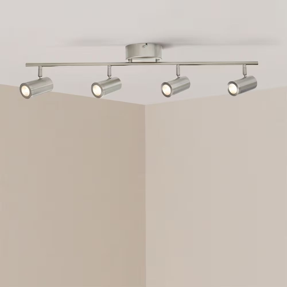 30" 4-Light Brushed Nickel Integrated LED Dimmable Fixed Track Lighting Kit