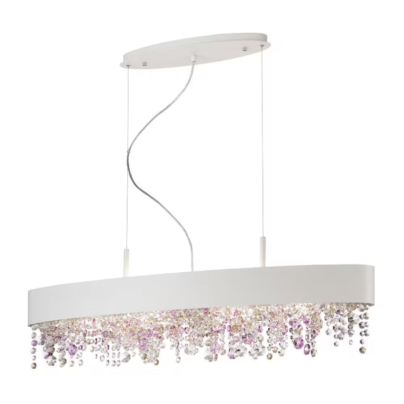 6-Light Oval White Chandelier