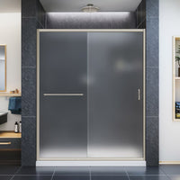 DreamLine Infinity-Z 56 to 60 in. W x 72 in. H Semi-Frameless Sliding Shower Door in Brushed Nickel with Frosted Tempered Glass