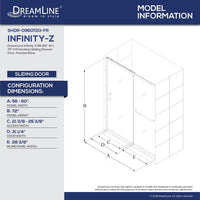 DreamLine Infinity-Z 56 to 60 in. W x 72 in. H Semi-Frameless Sliding Shower Door in Brushed Nickel with Frosted Tempered Glass