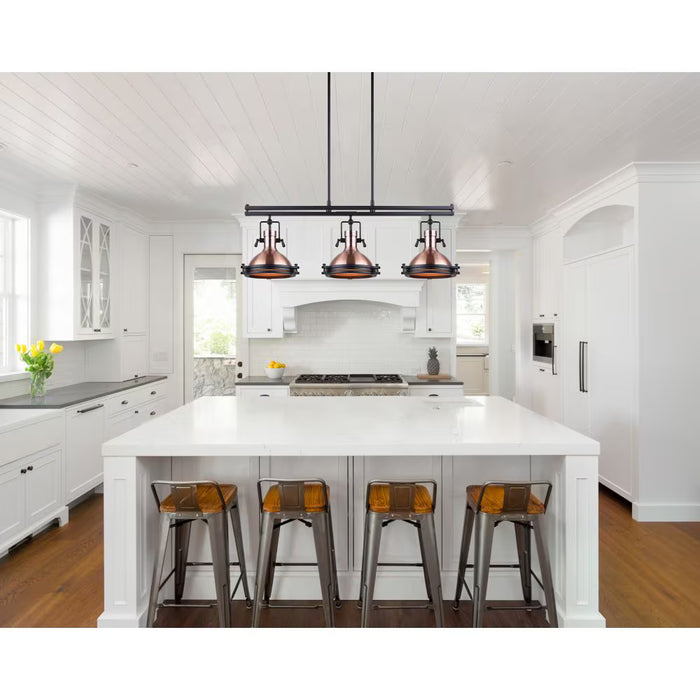 Rosa 3-Light Rod Pendant in Matte Black/Bronze with Frosted Glass Diffuser