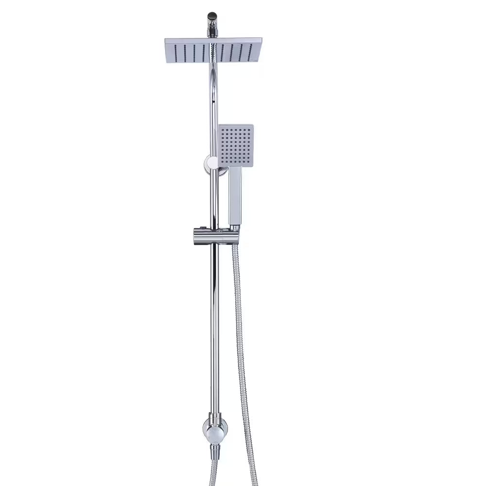 Glacier Bay Modern 8-inch 1-Function Wall Mount Rectangle Handshower & Showerhead Kit in Chrome