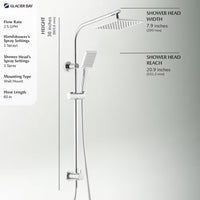 Glacier Bay Modern 8-inch 1-Function Wall Mount Rectangle Handshower & Showerhead Kit in Chrome