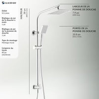 Glacier Bay Modern 8-inch 1-Function Wall Mount Rectangle Handshower & Showerhead Kit in Chrome