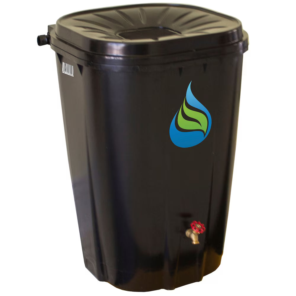Enviro World 55 Gal. Black Rain Barrel with Brass Spigot and Rain Barrel Kit
