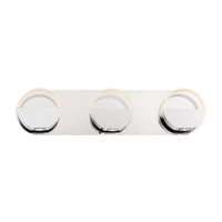 3-Light Bathroom LED Chrome Vanity Light w/ Modern Round Clear Glass Shade