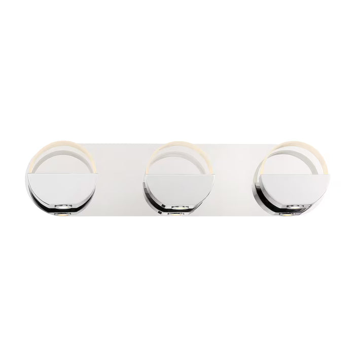 3-Light Bathroom LED Chrome Vanity Light w/ Modern Round Clear Glass Shade