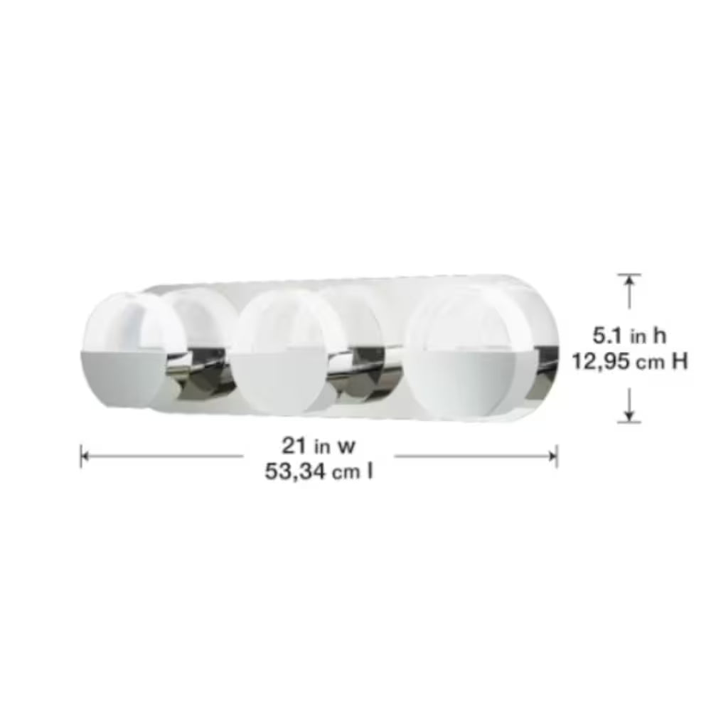 3-Light Bathroom LED Chrome Vanity Light w/ Modern Round Clear Glass Shade