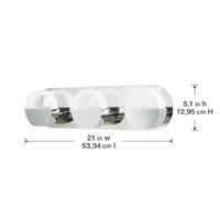 3-Light Bathroom LED Chrome Vanity Light w/ Modern Round Clear Glass Shade