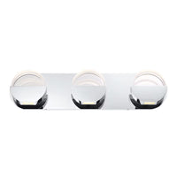 3-Light Bathroom LED Chrome Vanity Light w/ Modern Round Clear Glass Shade