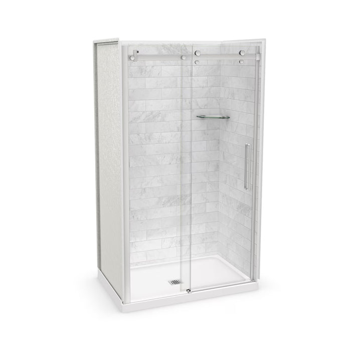 MAAX Utile 3-in-1 Shower Kit Shower Stall Enclosure with Centre Drain Base, Wall, and Glass Shower Door
