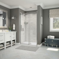 MAAX Utile 3-in-1 Shower Kit Shower Stall Enclosure with Centre Drain Base, Wall, and Glass Shower Door