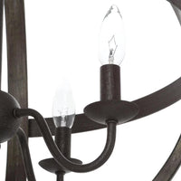 4-Light Artisan Iron Farmhouse Globe Candle-Style Chandelier with Elm Wood Accents