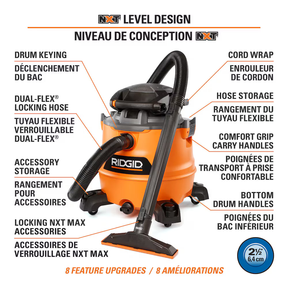 RIDGID 60L 6.5 Peak HP NXT Wet Dry Vac