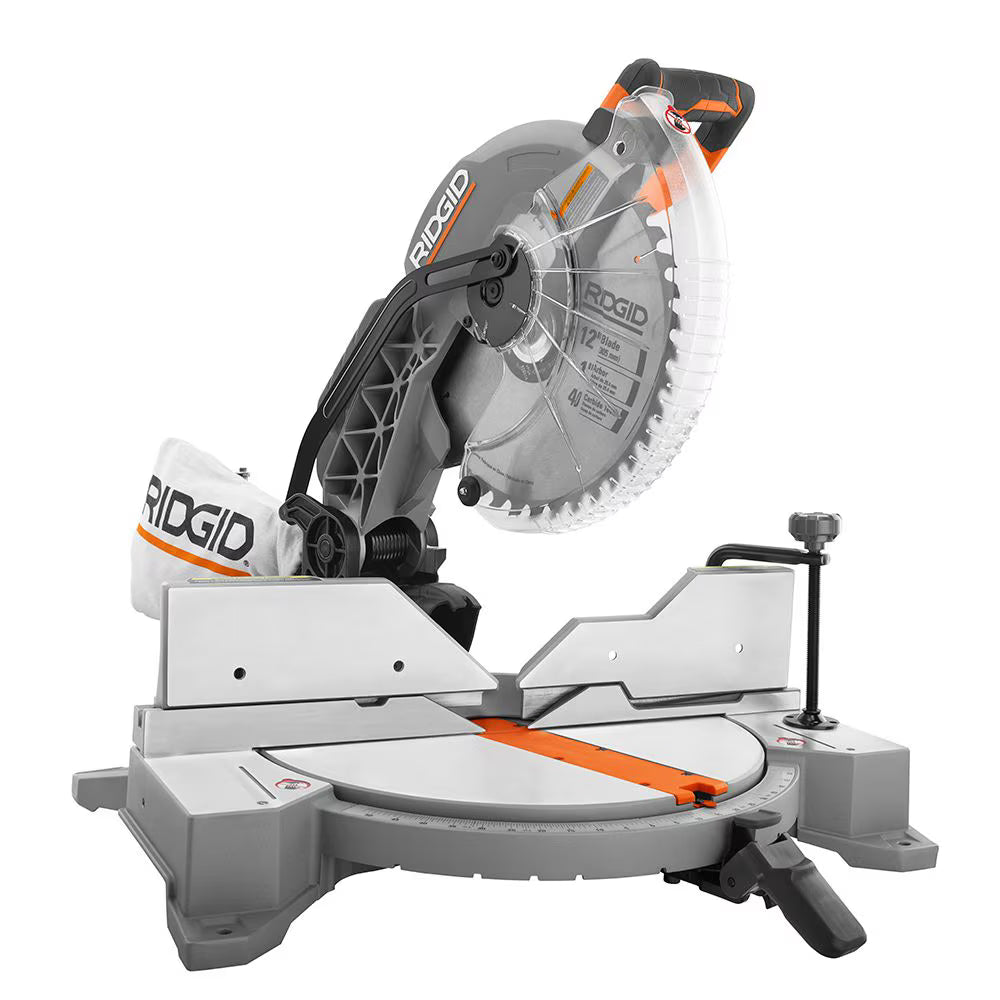 RIDGID 15 Amp Corded 12-inch Dual Bevel Miter Saw with LED