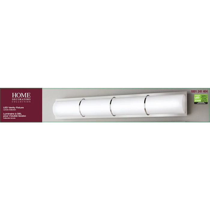 Home Decorators Collection Lareda 1-Light Bathroom Integrated LED Chrome Vanity Light Modern Linear Milk Glass Shade