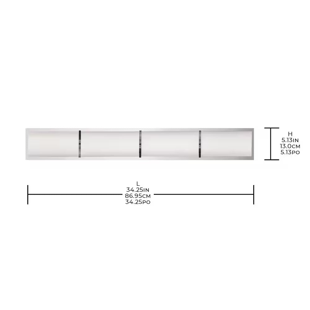 Home Decorators Collection Lareda 1-Light Bathroom Integrated LED Chrome Vanity Light Modern Linear Milk Glass Shade