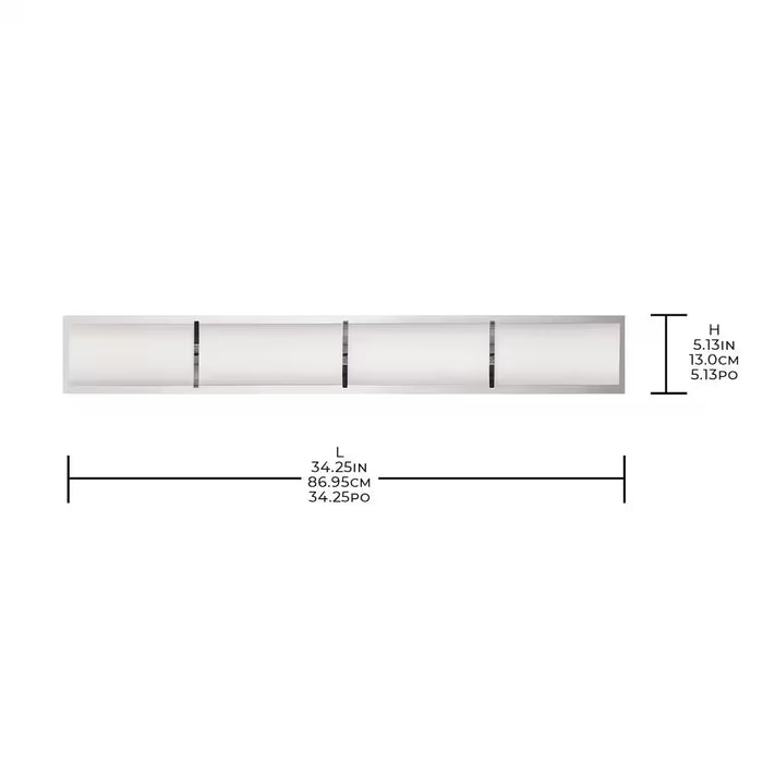 Home Decorators Collection Lareda 1-Light Bathroom Integrated LED Chrome Vanity Light Modern Linear Milk Glass Shade