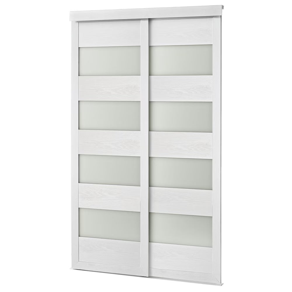 TRUporte 48-inch x 80.5-inch White 4-Lite MDF Frosted Glass Closet Sliding door