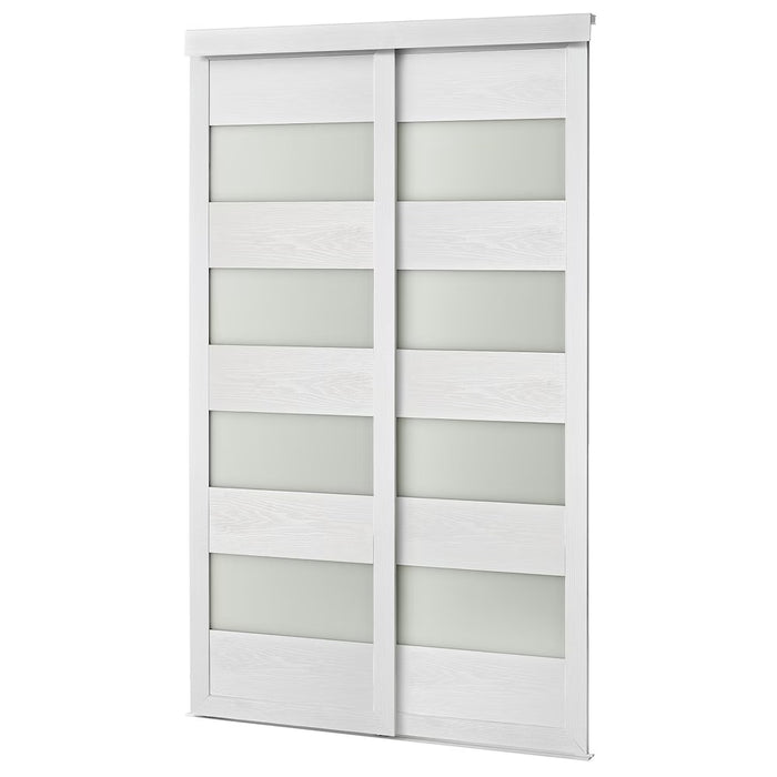 TRUporte 48-inch x 80.5-inch White 4-Lite MDF Frosted Glass Closet Sliding door