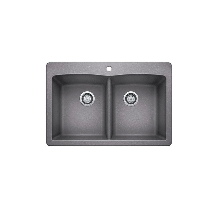Glacier Bay Silver 33-inch Drop-In Double Bowl Composite Kitchen Sink