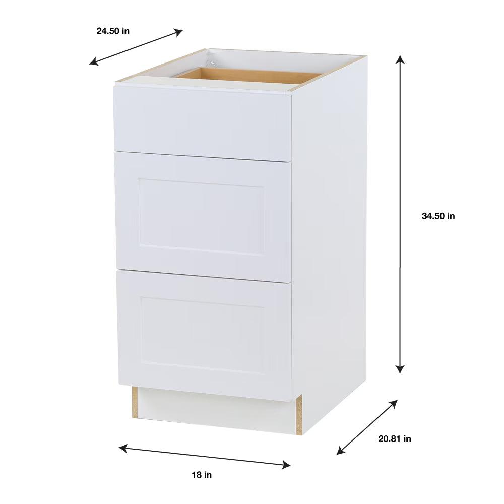 18" 3 Drawer Base Cabinet