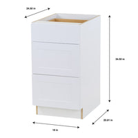 18" 3 Drawer Base Cabinet