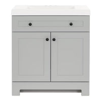 Glacier Bay Everdean 30-inch W Bathroom Vanity in Pearl Grey with Cultured Marble Sink Top